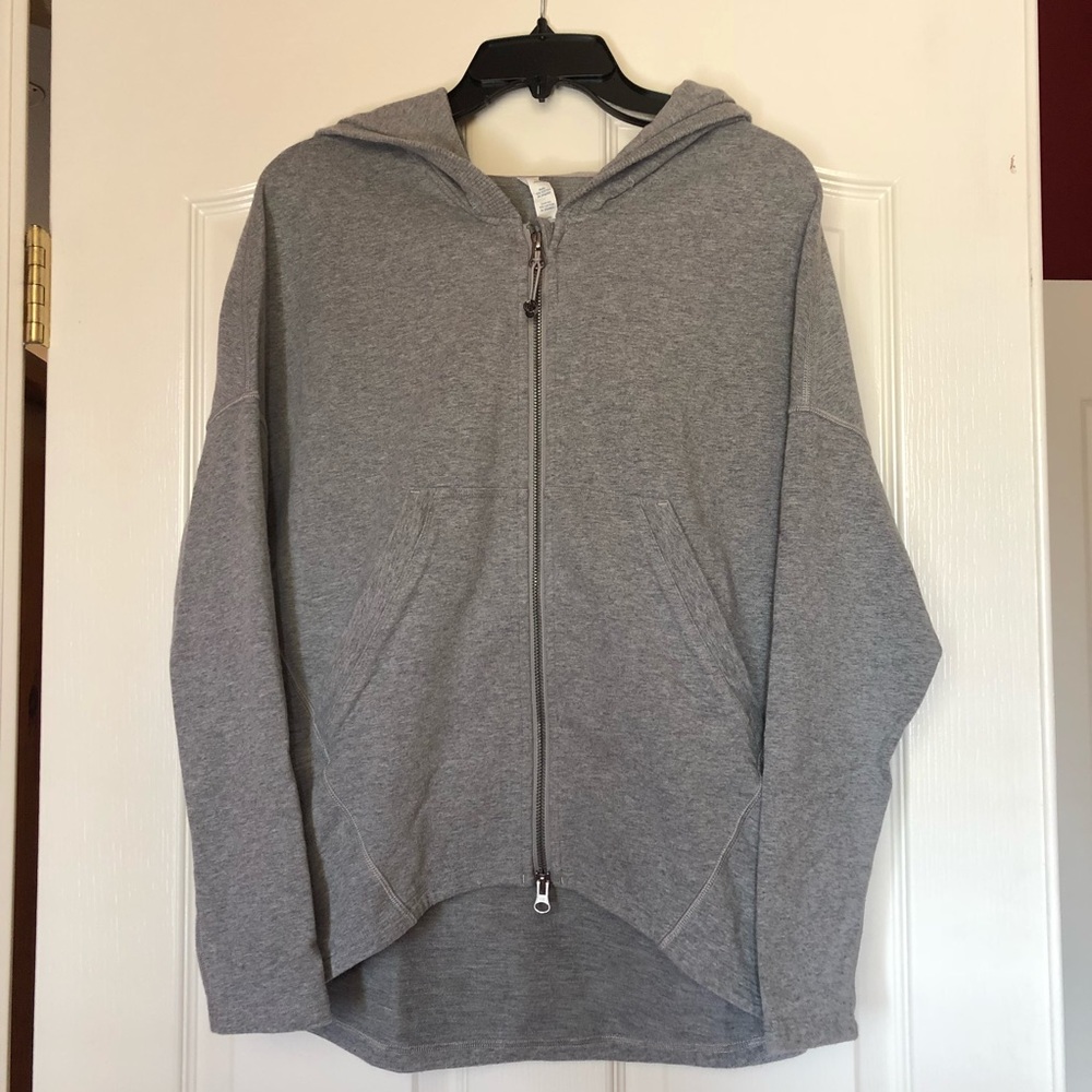 Lululemon zip-up light gray hooded jacket. Size 4.